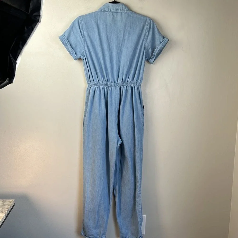 SINCERLY JULES Chambray Denim Utility Jumpsuit Size Small - Picture 6 of 7